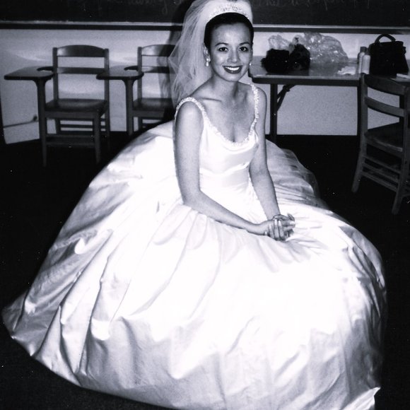 Lazaro Satin Bridal Gown & Tiara Embellished with Swarovski crystals - Picture 2 of 13